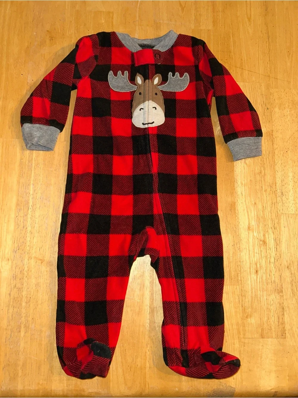 Red Buffalo Plaid buffalo check Moose Footie Pajamas Baby Boy Girl 6 months